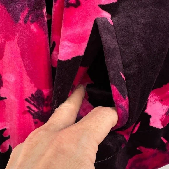 Juicy Couture Velour Track Jacket Size XL Hooded Floral Coquette Streetwear Boho - Picture 8 of 15